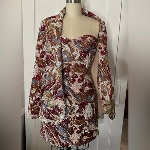 Fashion Nova Sequin Embellished Multicolor Blazer Set